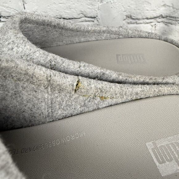 FitFlop Shuv Felt Clogs Slippers in Tiptoe Gray Slide Shoes - Picture 6 of 13